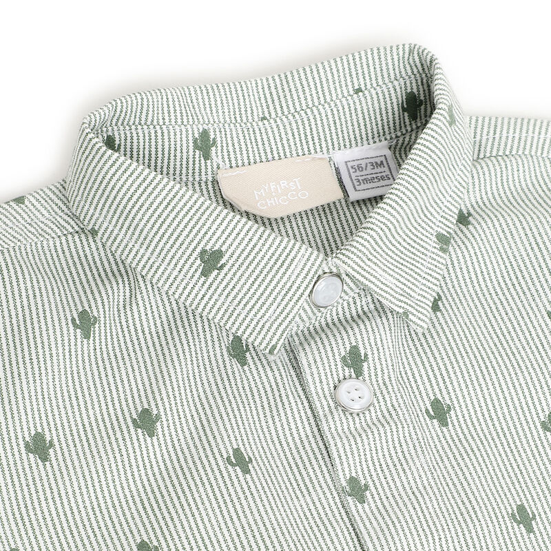 Boys White and Green Printed Short Sleeve Shirt image number 2